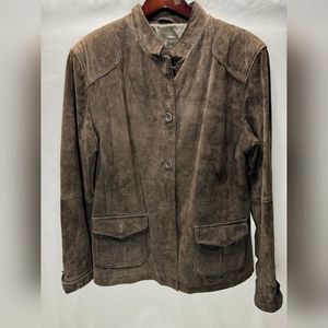 Denver Hayes Long Sleeve Brown Leather Button Down Jacket XL